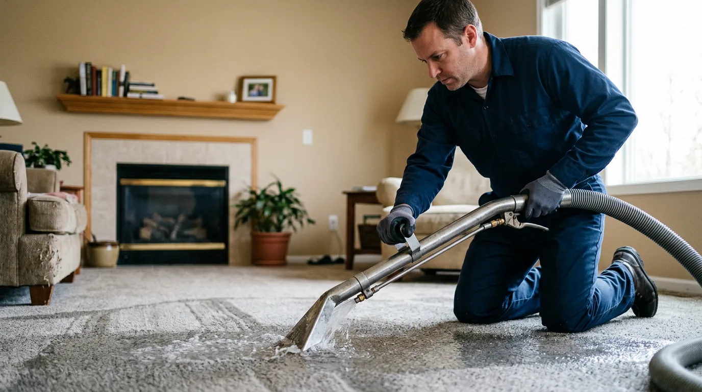 Water damage restoration technician working near Hampton, FL